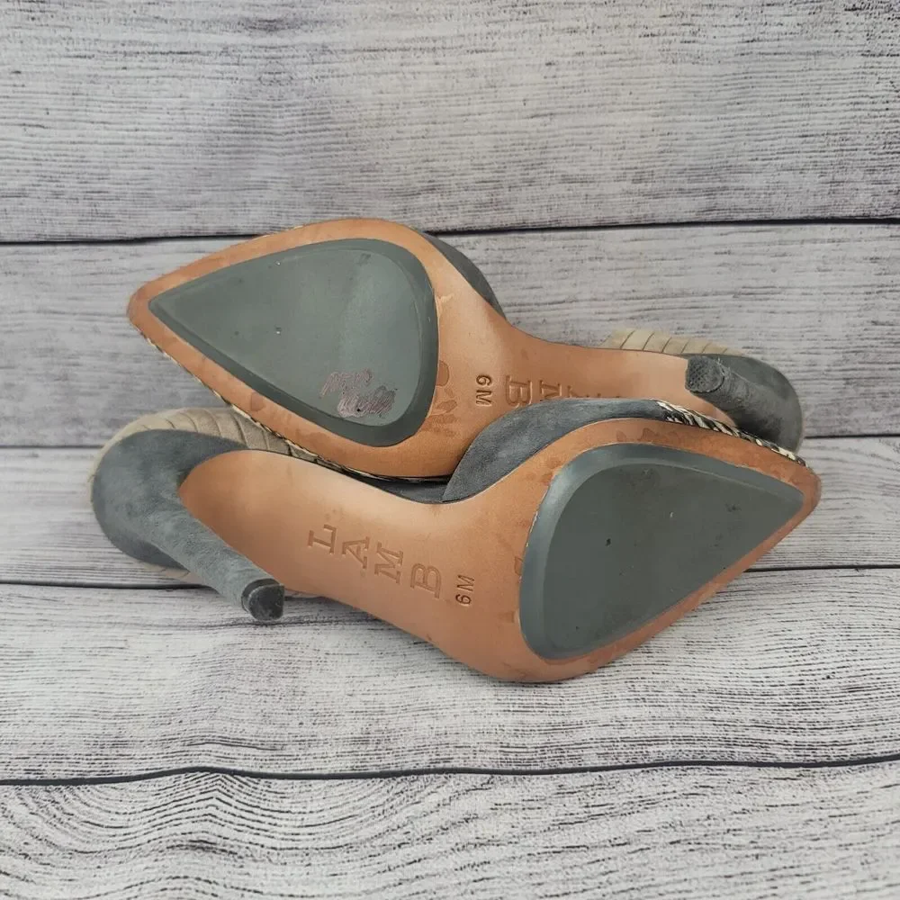 L.A.M.B. Snake Leather Heels Pointed Toe Size 6M